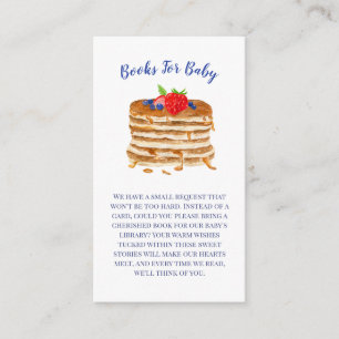 Watercolor Pancake Blue Gingham Baby Shower Books Enclosure Card