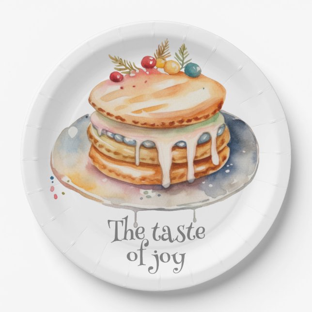 Watercolor Pancake with maple syrup Paper Plates (Front)