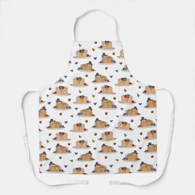 Watercolor Pancakes Berries Breakfast Brunch  Apron (Front)