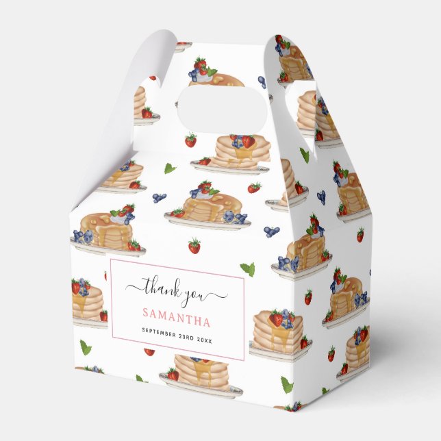 Watercolor Pancakes Berries Breakfast Brunch  Favor Boxes (Front Side)