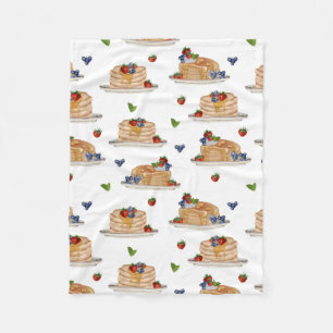 Watercolor Pancakes Berries Breakfast Brunch Fleece Blanket