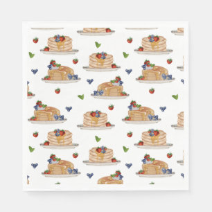 Watercolor Pancakes Berries Breakfast Brunch Napkins