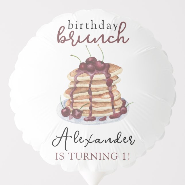 Watercolor Pancakes Birthday Party Balloon (Front)