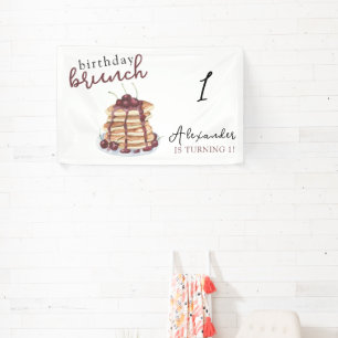Watercolor Pancakes Birthday Party Banner
