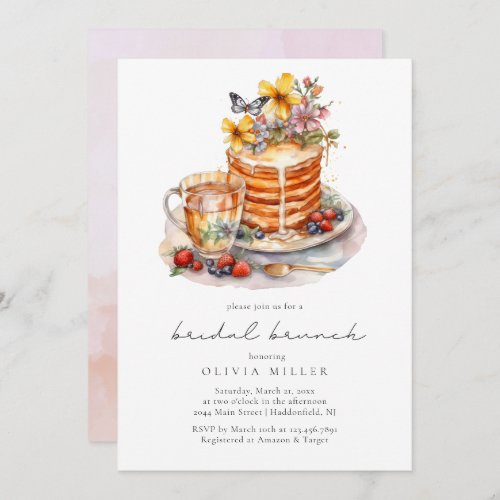 Watercolor Pancakes Bridal Brunch  Invitation