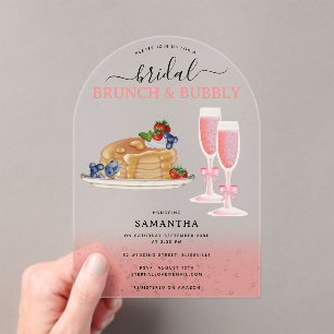 Watercolor Pancakes Brunch & Bubbly Bridal Shower Acrylic Invitations