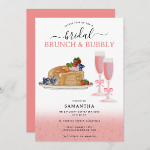 Watercolor Pancakes Brunch & Bubbly Bridal Shower Invitation