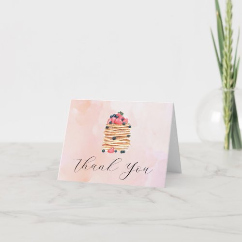 Watercolor Pancakes Pink Blank Inside Thank You Card