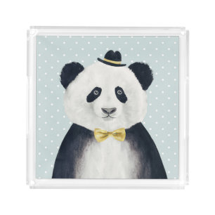 Watercolor Panda Bear Acrylic Tray