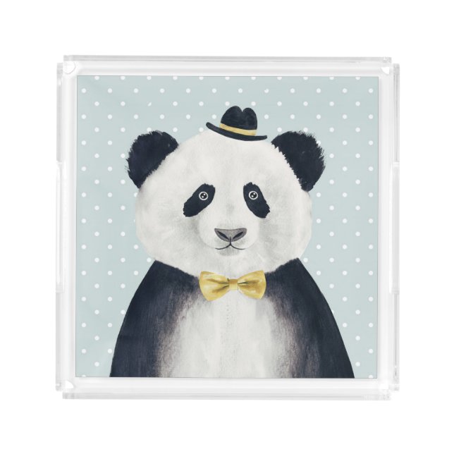 Watercolor Panda Bear Acrylic Tray (Front)