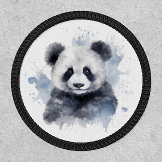Watercolor Panda Bear - Blue Patch
