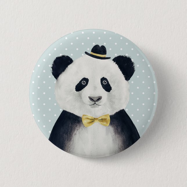 Watercolor Panda Bear Button (Front)