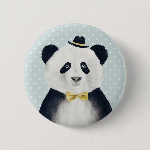 Watercolor Panda Bear Button