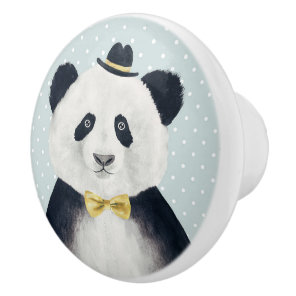 Watercolor Panda Bear Ceramic Knob