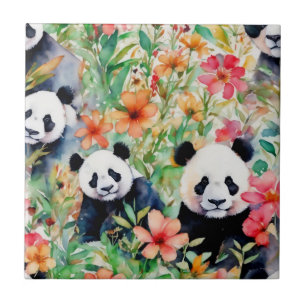 Watercolor Panda Bear Ceramic Tile