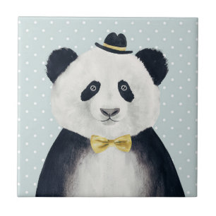 Watercolor Panda Bear Ceramic Tile