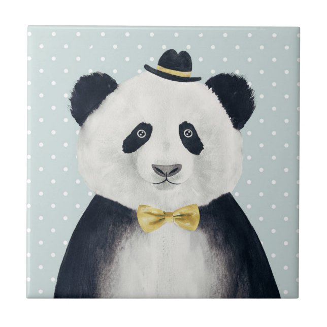 Watercolor Panda Bear Ceramic Tile (Front)