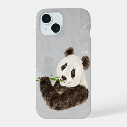 Watercolor Panda Bear Cute Asian Animal Nature Art iPhone 15 Case