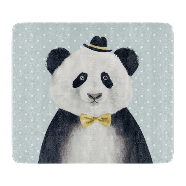 Watercolor Panda Bear Cutting Board (Front)