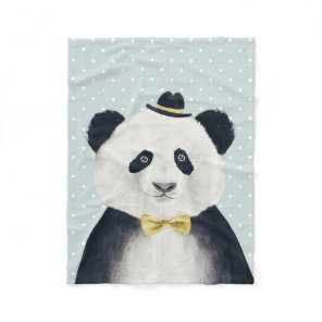 Watercolor Panda Bear Fleece Blanket