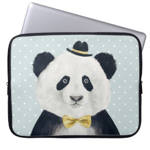 Watercolor Panda Bear Laptop Sleeve