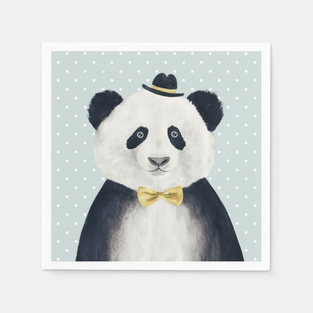 Watercolor Panda Bear Napkins (Front)