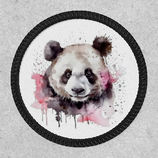 Watercolor Panda Bear - Pink Patch