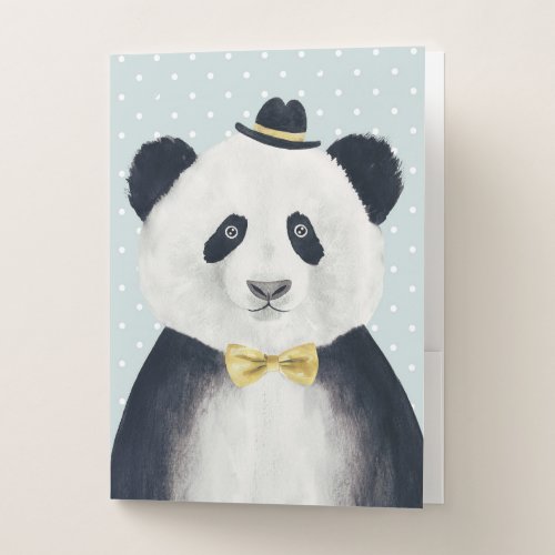 Watercolor Panda Bear Pocket Folder