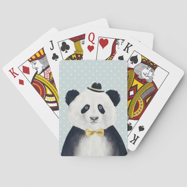 Watercolor Panda Bear Poker Cards (Back)