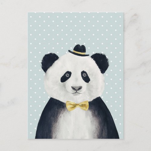 Watercolor Panda Bear Postcard