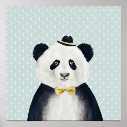 Watercolor Panda Bear Poster