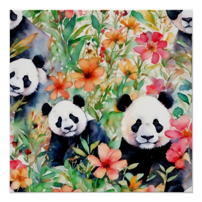Watercolor Panda Bear Poster (Front)