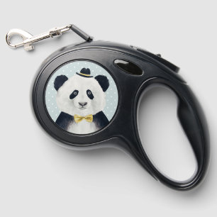 Watercolor Panda Bear Retractable Pet Leash