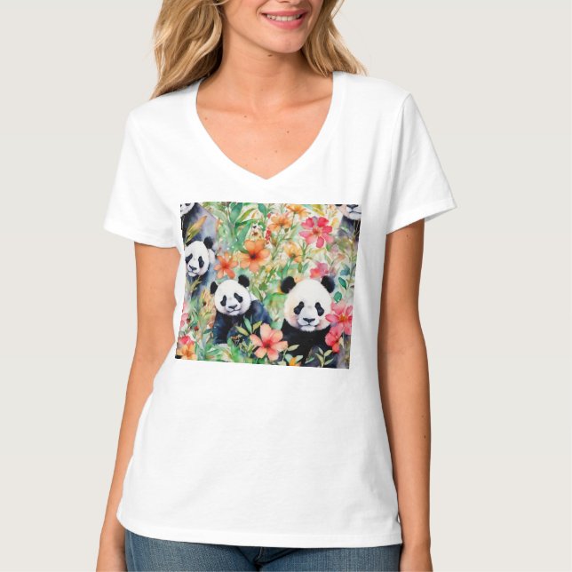 Watercolor Panda Bear T-Shirt (Front)