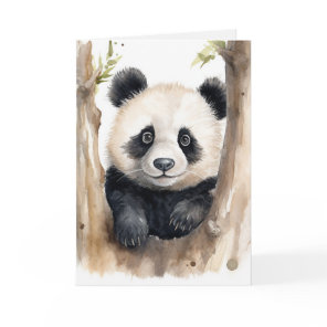 Watercolor Panda Bear Thinking of You Card