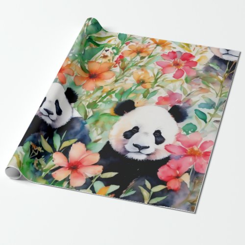 Watercolor Panda Bear Wrapping Paper