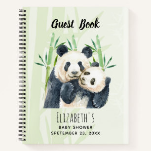 Watercolor Panda Bears Baby Shower Guest Book