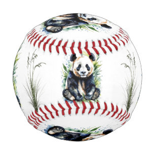 Watercolor Panda Bears Baseball