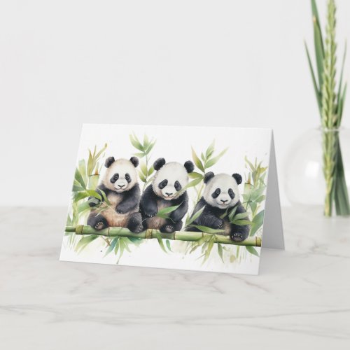 Watercolor Panda Bears Thinking of You Card