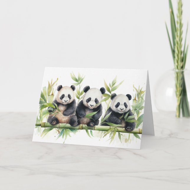 Watercolor Panda Bears Thinking of You Card (Front)