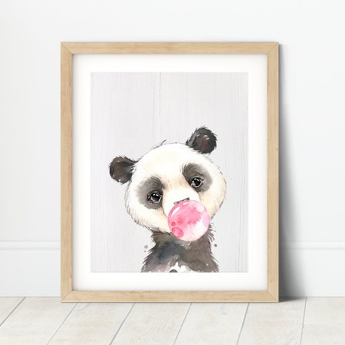 Watercolor Panda Bubble Nursery Art Print