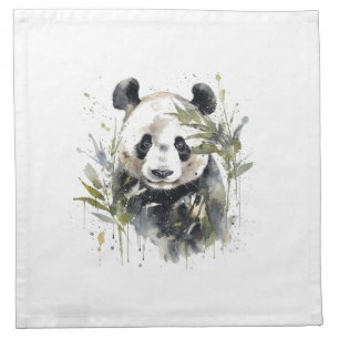 Watercolor Panda Garden Cloth Napkin