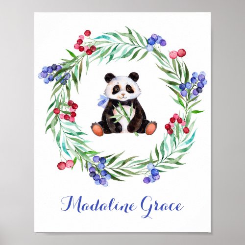 Watercolor Panda Nursery Art Poster
