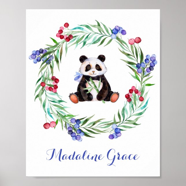 Watercolor Panda Nursery Art Poster (Front)