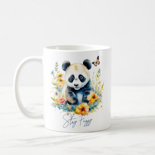 Watercolor Panda stay fuzzy Coffee Mug