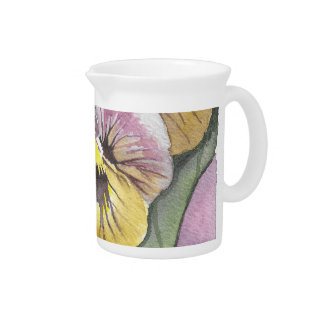 Watercolor pansies pitcher
