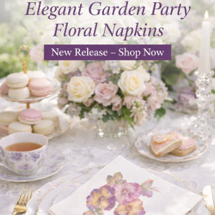 Watercolor Pansy Floral Napkins Soft White