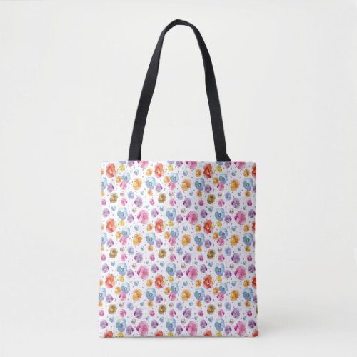 Watercolor Pansy Flower Illustration Pattern Tote Bag