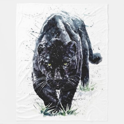 Watercolor Panther Large Fleece Blanket