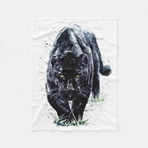 Watercolor Panther Small Fleece Blanket